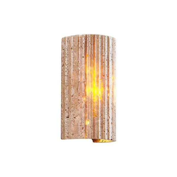 modern beige travertine half cylinder wall lamp