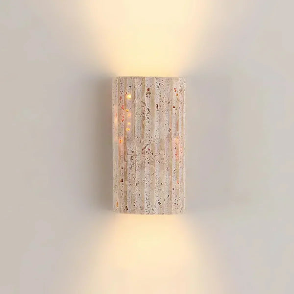 modern beige travertine half cylinder wall lamp