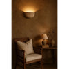 modern beige travertine half moon wall lamp