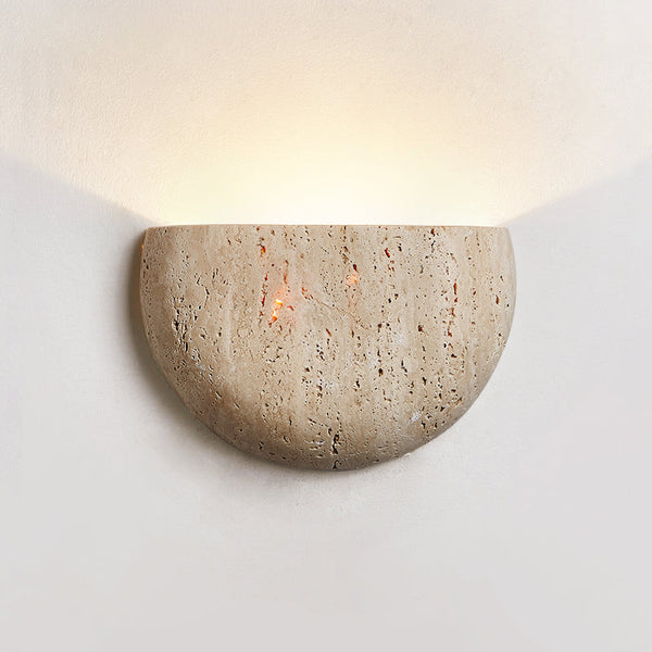 modern beige travertine half moon wall lamp