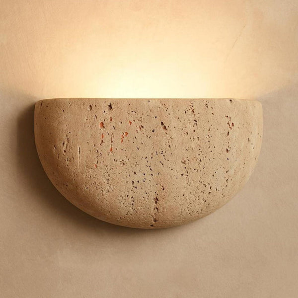 modern beige travertine half moon wall lamp