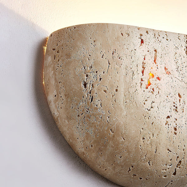 modern beige travertine half moon wall lamp