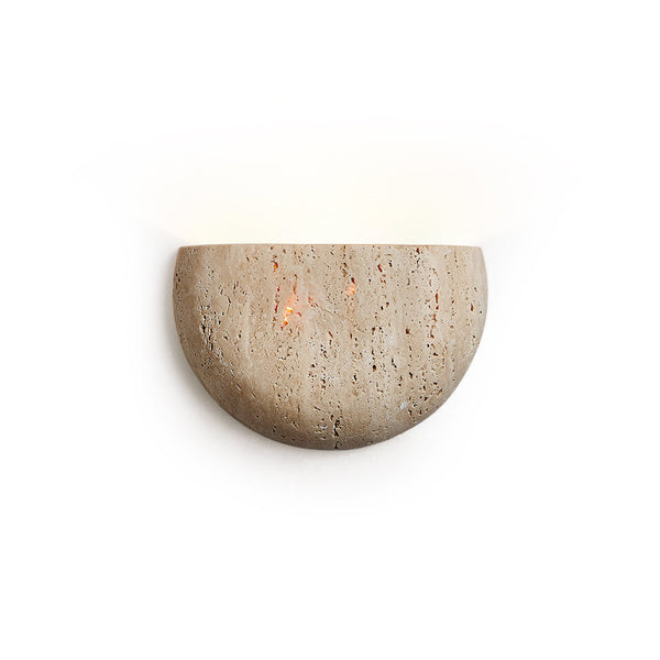 modern beige travertine half moon wall lamp