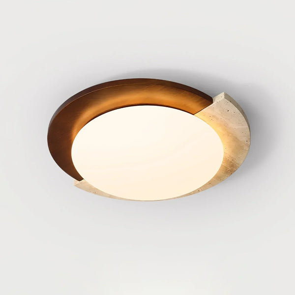 modern beige travertine halo led ceiling light