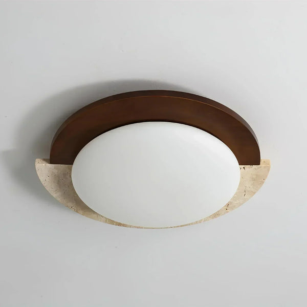 modern beige travertine halo led ceiling light