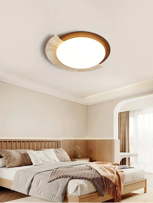 modern beige travertine halo led ceiling light