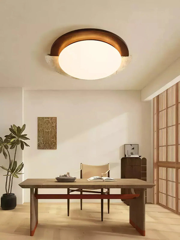 modern beige travertine halo led ceiling light