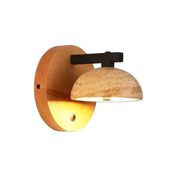 modern beige travertine hemispherical led wall light