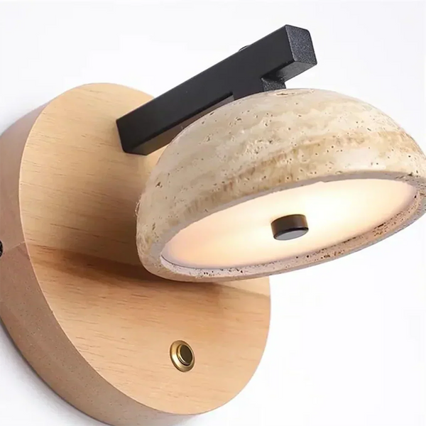 modern beige travertine hemispherical led wall light