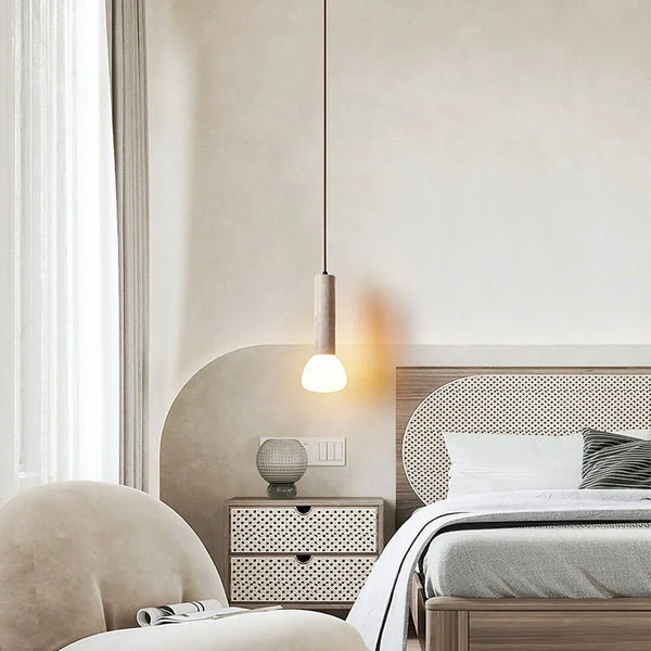 modern beige travertine matchstick pendant lamp