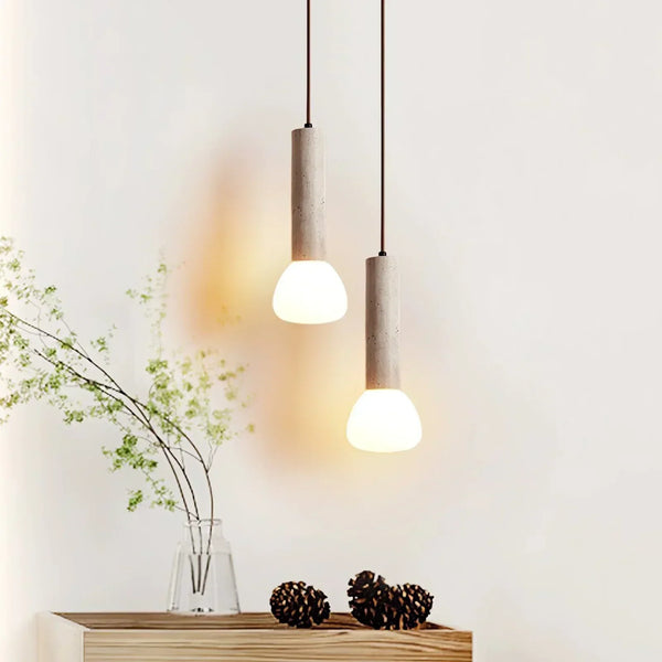 modern beige travertine matchstick pendant lamp