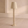 modern beige travertine paper floor lamp