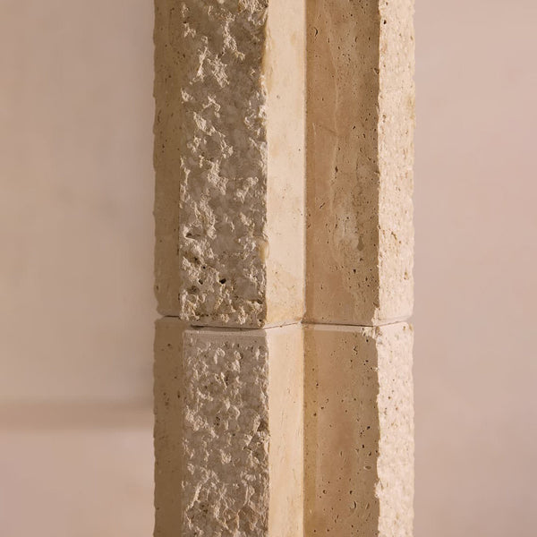 modern beige travertine paper floor lamp