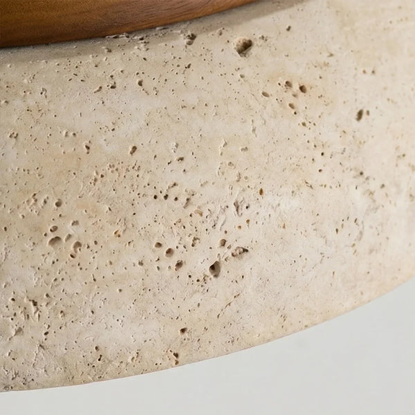 modern beige travertine round flush mount ceiling light