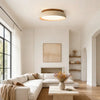 modern beige travertine round flush mount ceiling light