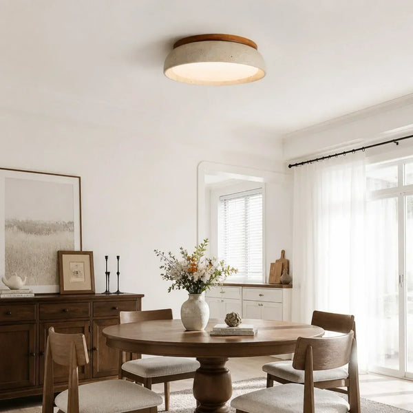 modern beige travertine round flush mount ceiling light