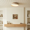 modern beige travertine round flush mount ceiling light