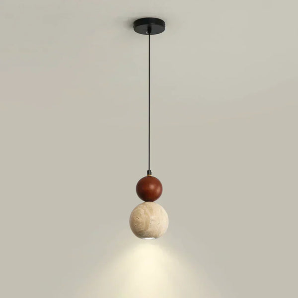 modern beige travertine round pendant lamp