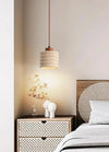 modern beige travertine wood column pendant lamp