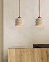 modern beige travertine wood column pendant lamp