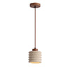 modern beige travertine wood column pendant lamp