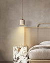 modern beige travertine wood column pendant lamp