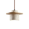 modern beige travertine wood cylinder pendant light