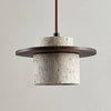 modern beige travertine wood cylinder pendant light