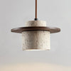modern beige travertine wood cylinder pendant light