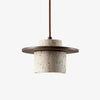 modern beige travertine wood cylinder pendant light