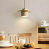 modern beige travertine wood cylinder pendant light