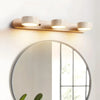 modern beige travertine wood duo led wall light