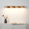modern beige travertine wood duo led wall light