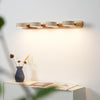 modern beige travertine wood duo led wall light