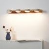 modern beige travertine wood duo led wall light