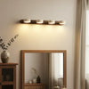 modern beige travertine wood duo led wall light