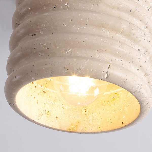 modern beige travertine wood flush mount ceiling light