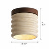 modern beige travertine wood flush mount ceiling light