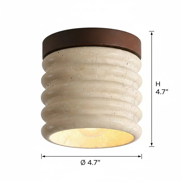 modern beige travertine wood flush mount ceiling light