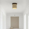modern beige travertine wood flush mount ceiling light