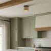 modern beige travertine wood flush mount ceiling light