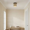 modern beige travertine wood flush mount ceiling light