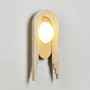 modern beige travertine wood glass wall light