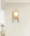 modern beige travertine wood glass wall light
