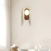 modern beige travertine wood glass wall light