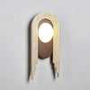 modern beige travertine wood glass wall light