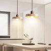 modern beige travertine wood globe pendant light