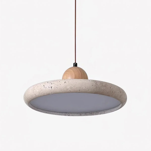 modern beige travertine wood pendant lamp 2