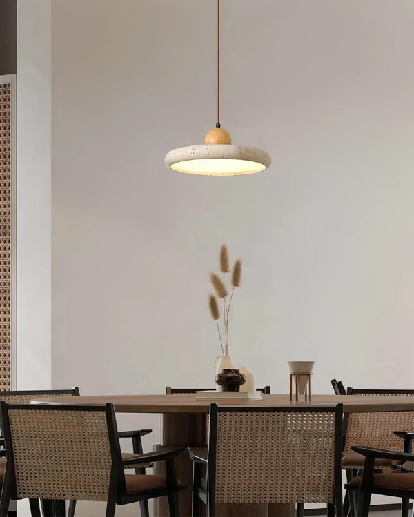 modern beige travertine wood pendant lamp 2