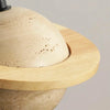 modern beige travertine wood planet pendant light